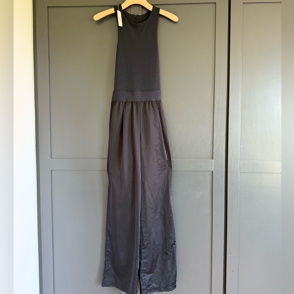 NWT • Victoria Secret VSX Lux Glossy Sport Wide-Leg Black Jumpsuit • S - Picture 3 of 10